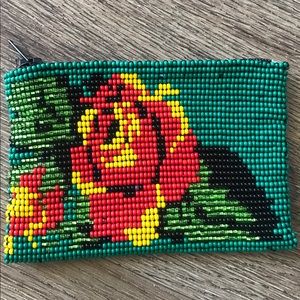 Hand made Huichol Art Coin purse.